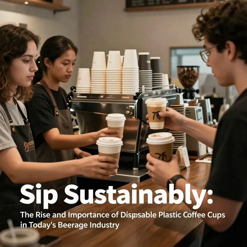 Various disposable plastic coffee cups highlighting material durability and beverage presentation.