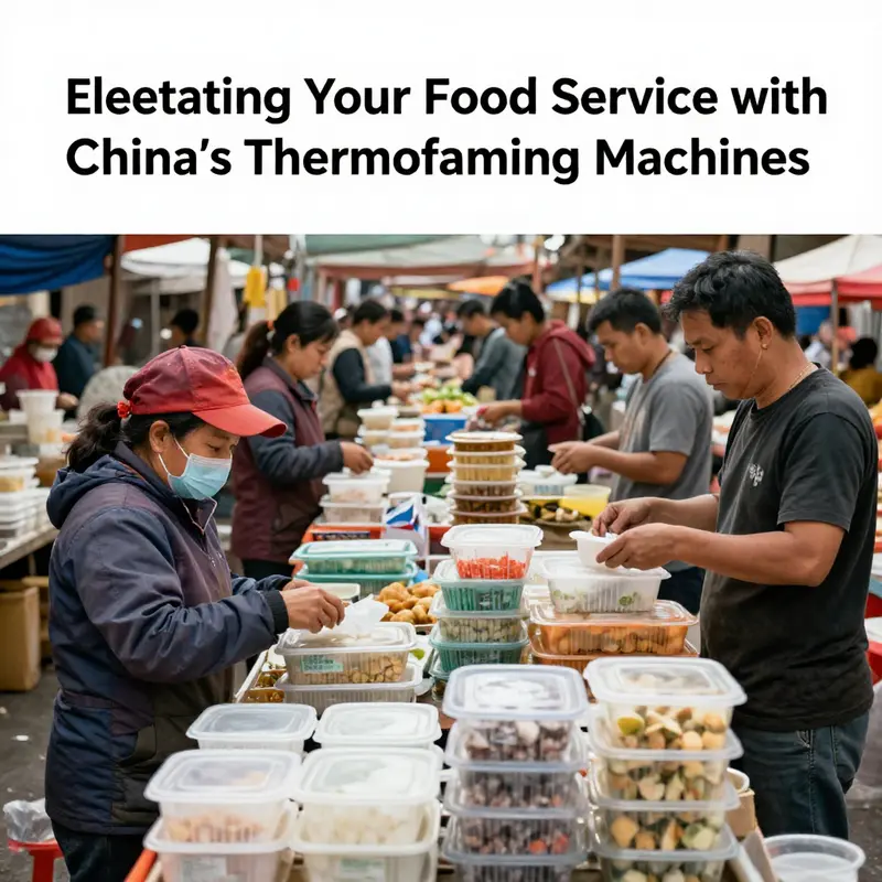 A modern factory in China producing a variety of thermoforming machines for food container manufacturing.