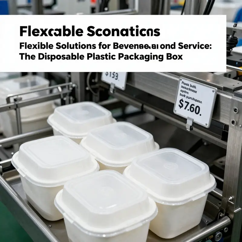A variety of disposable plastic packaging boxes, illustrating the different materials and designs available for the food service industry.