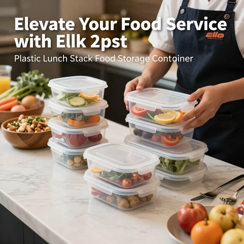 Restaurant staff using Ello Lunch Stack Containers while preparing fresh, organized meals.