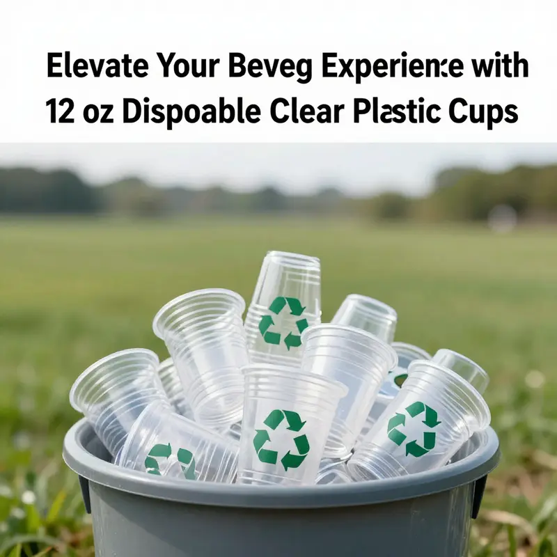 12 oz disposable clear plastic cups showcasing their design features with colorful beverages.