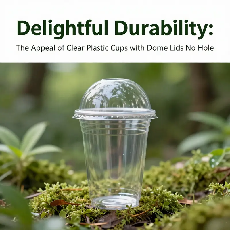 Clear plastic cups with dome lids elegantly presenting various beverages at a café.