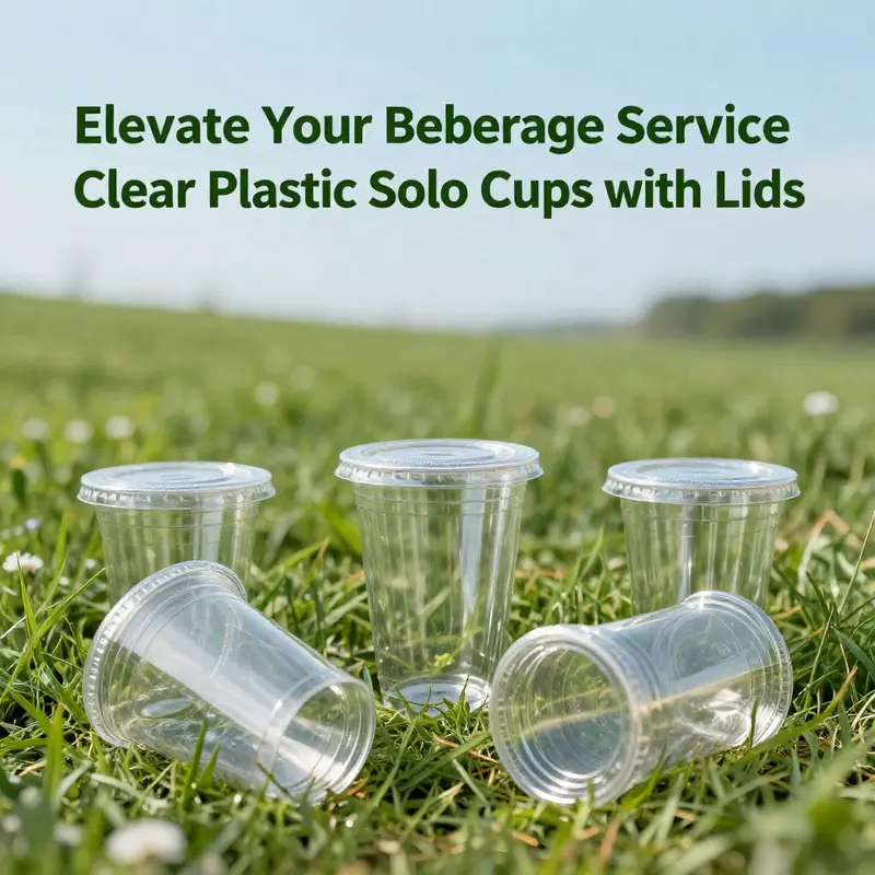 Solo clear plastic cups showcasing a variety of beverages, emphasizing their appeal and functionality.