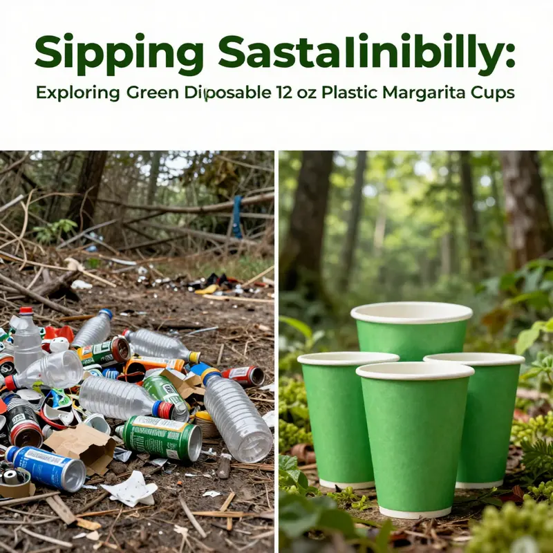 A display of vibrant green biodegradable margarita cups reflecting current market trends in eco-friendly beverage service.