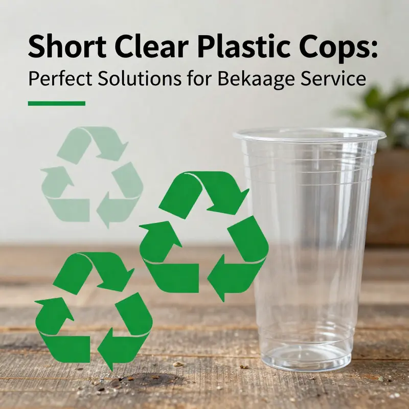 Short clear plastic cups highlighted with various beverages for diverse occasions.