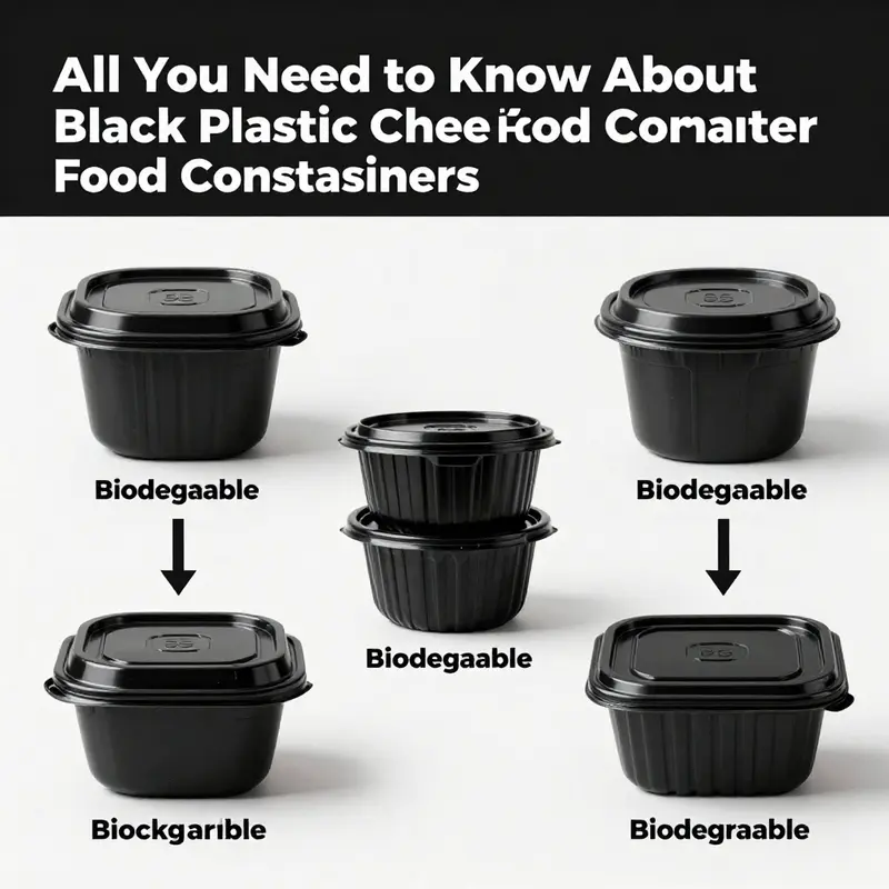 A diverse range of black plastic Chinese food containers highlighting their versatility in catering and takeout.