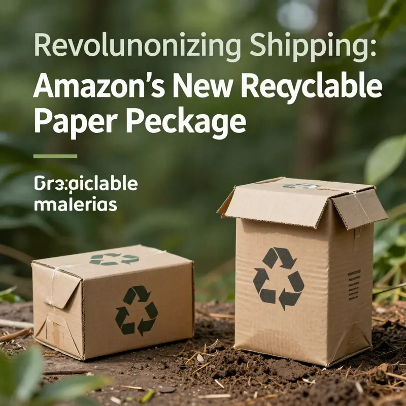The innovative design of Amazon’s new recyclable paper package, highlighting its sturdy construction and eco-friendly materials.