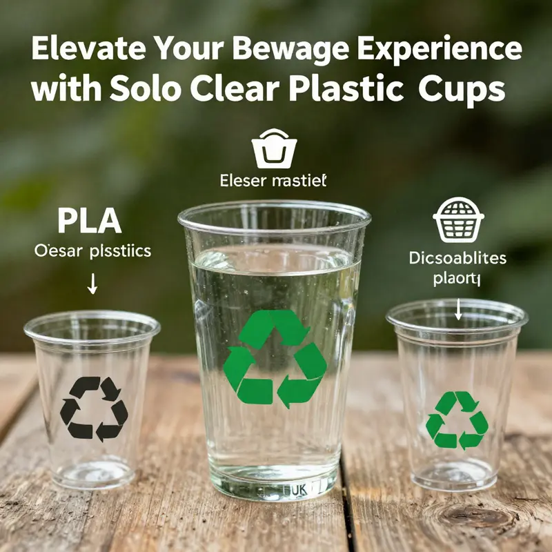 A diverse assortment of solo clear plastic cups, highlighting their versatility for various beverages.