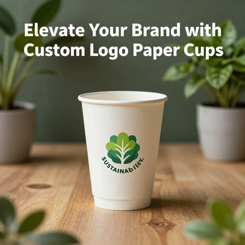 Custom logo paper cups prominently featured in a trendy bubble tea shop, showcasing branding and design.