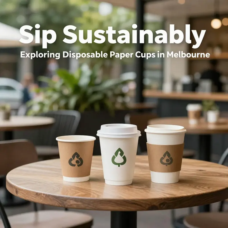 A showcase of various disposable paper cups tailored for hot and cold beverages in Melbourne’s cafés.