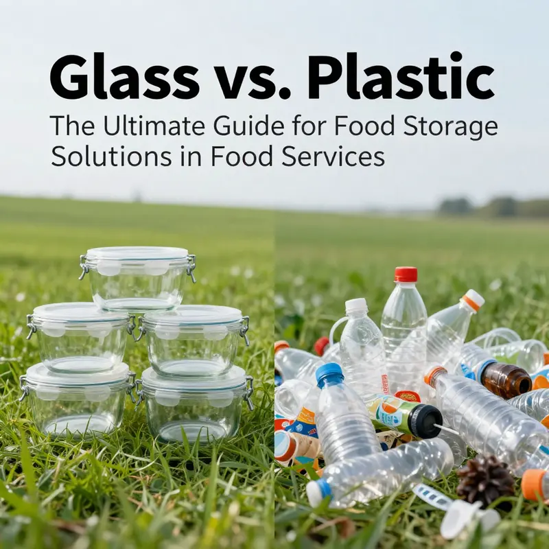 A visual comparison of glass and plastic containers highlighting their use in food storage.