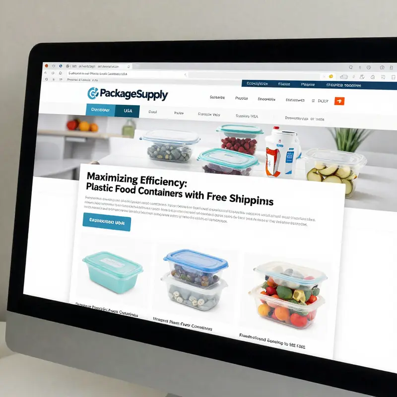 An overview of a warehouse showcasing the variety of plastic food containers available with free shipping in the USA.