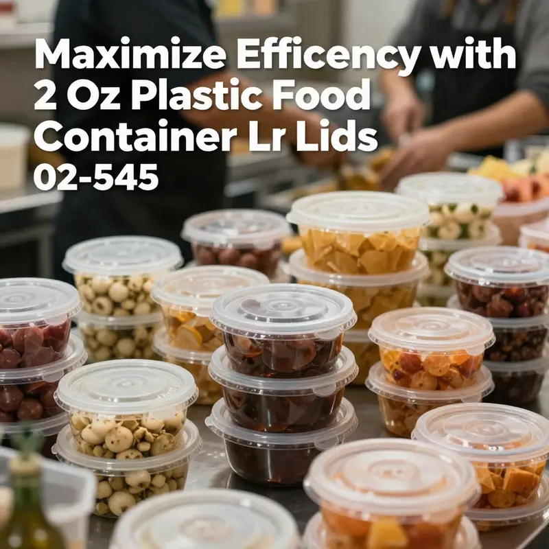 Colorful array of 2 oz plastic food container lids being utilized in a dynamic food service setting.