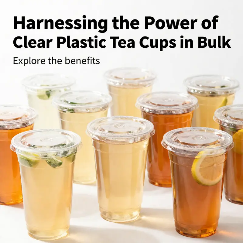 An array of clear plastic tea cups filled with different colorful beverages, suggesting their appeal in food service.