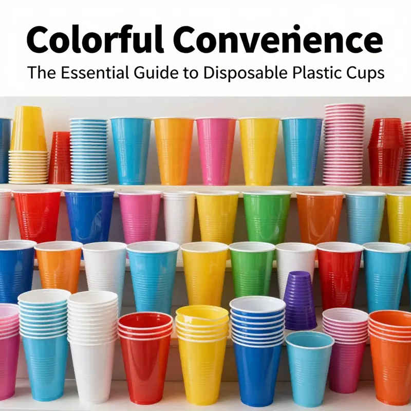 A collection of vibrant disposable plastic cups showcasing different sizes and colors.