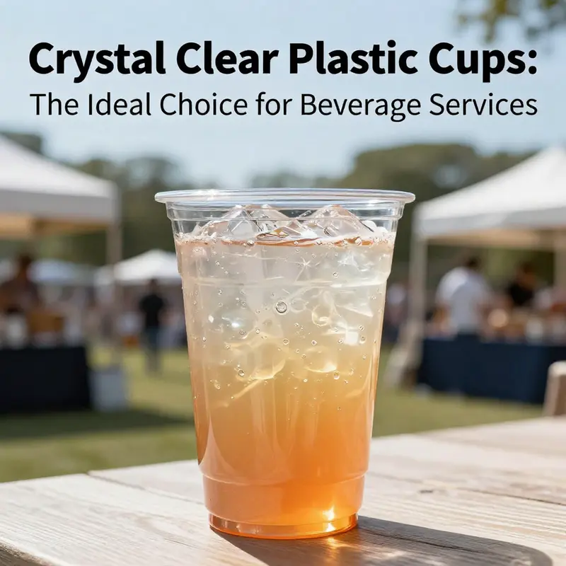 A sparkling 16 oz crystal clear plastic cup filled with a colorful drink at an outdoor event.