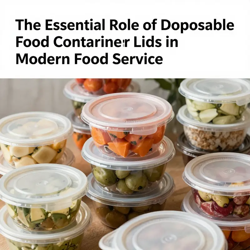 Variety of disposable food containers and lids on display, showcasing cleanliness and convenience for food service.