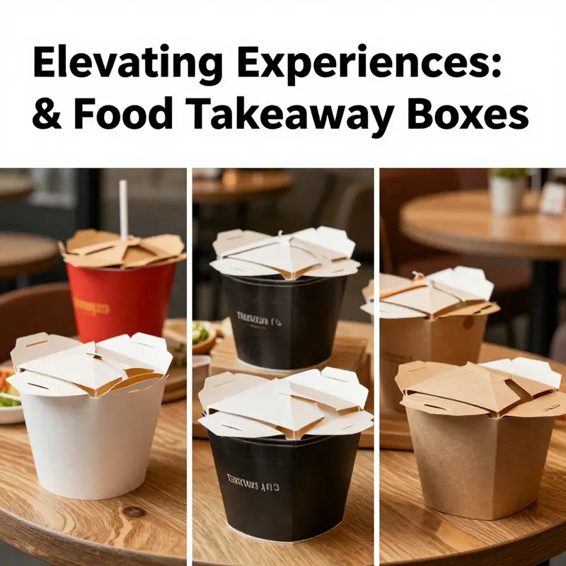 An assortment of food takeaway boxes displayed in a vibrant dining atmosphere.