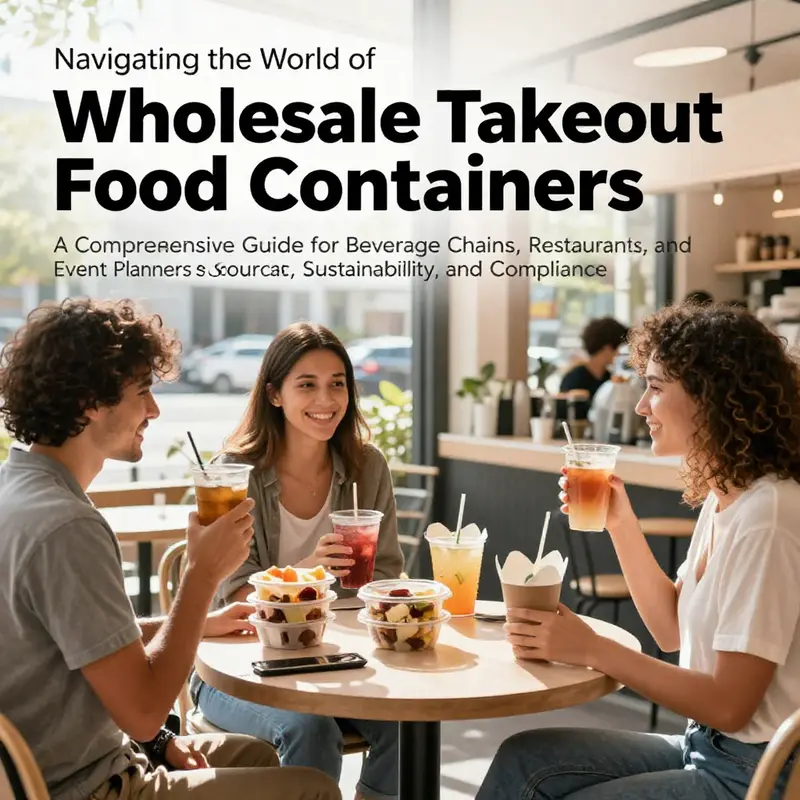 A lively cafe with customers sipping from various takeout food containers, reflecting the innovative use of sustainable and stylish packaging.