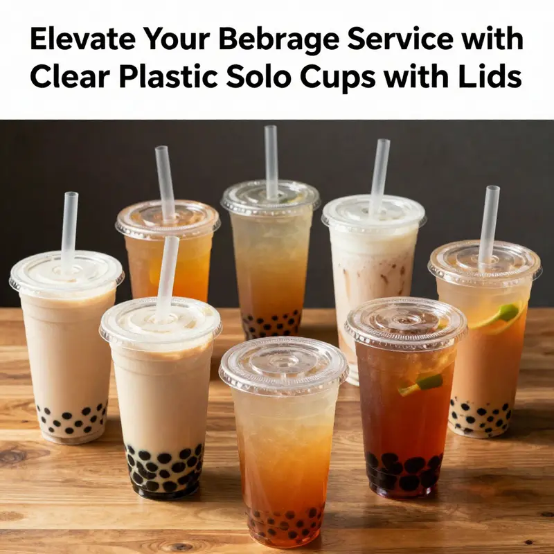 Solo clear plastic cups showcasing a variety of beverages, emphasizing their appeal and functionality.