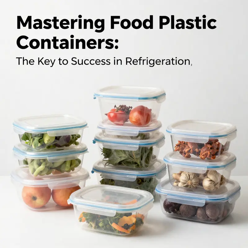 Diverse food plastic containers highlighting safety certifications in a refrigerated environment.