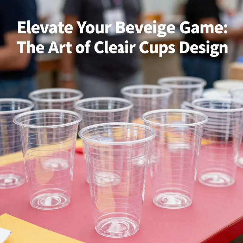 A diverse collection of clear plastic cups highlighting their functional design elements.