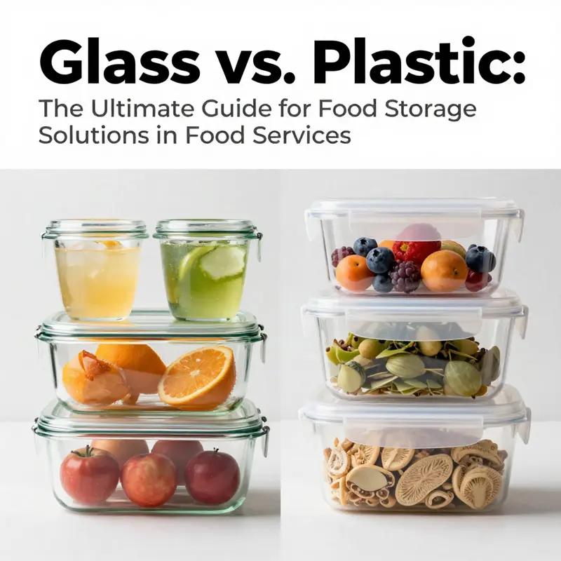 A visual comparison of glass and plastic containers highlighting their use in food storage.