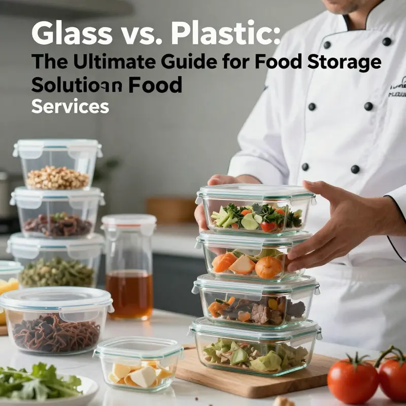 A visual comparison of glass and plastic containers highlighting their use in food storage.