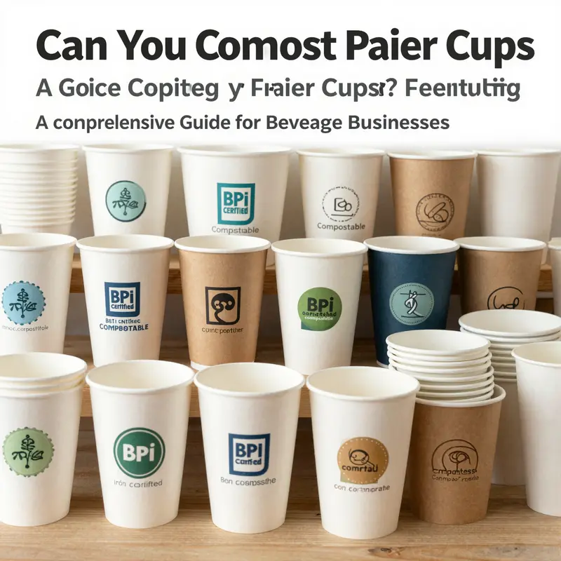 This infographic outlines the materials used in paper cups and their compostability status.