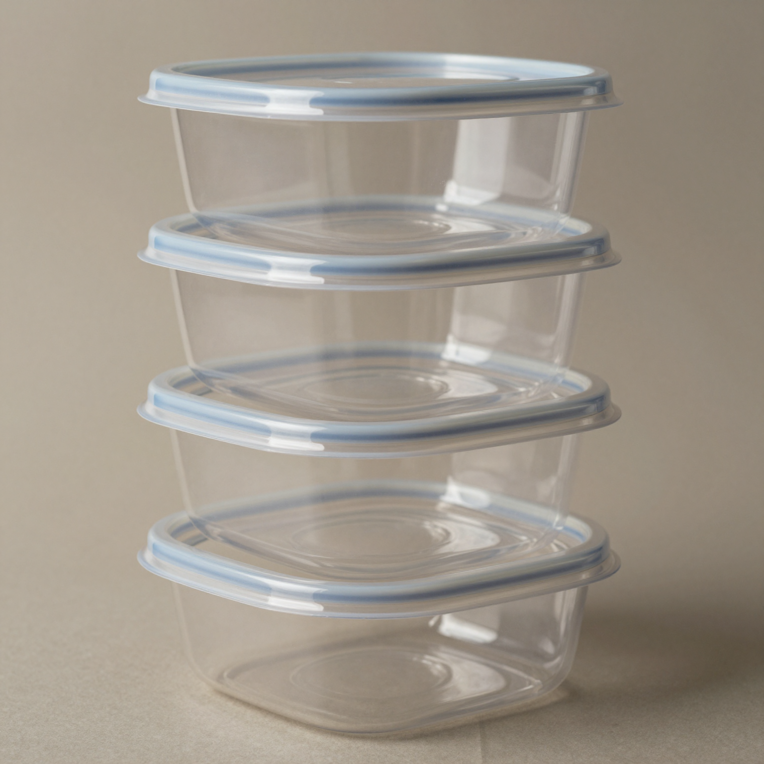 Stacked 4 oz screw plastic food containers with lids