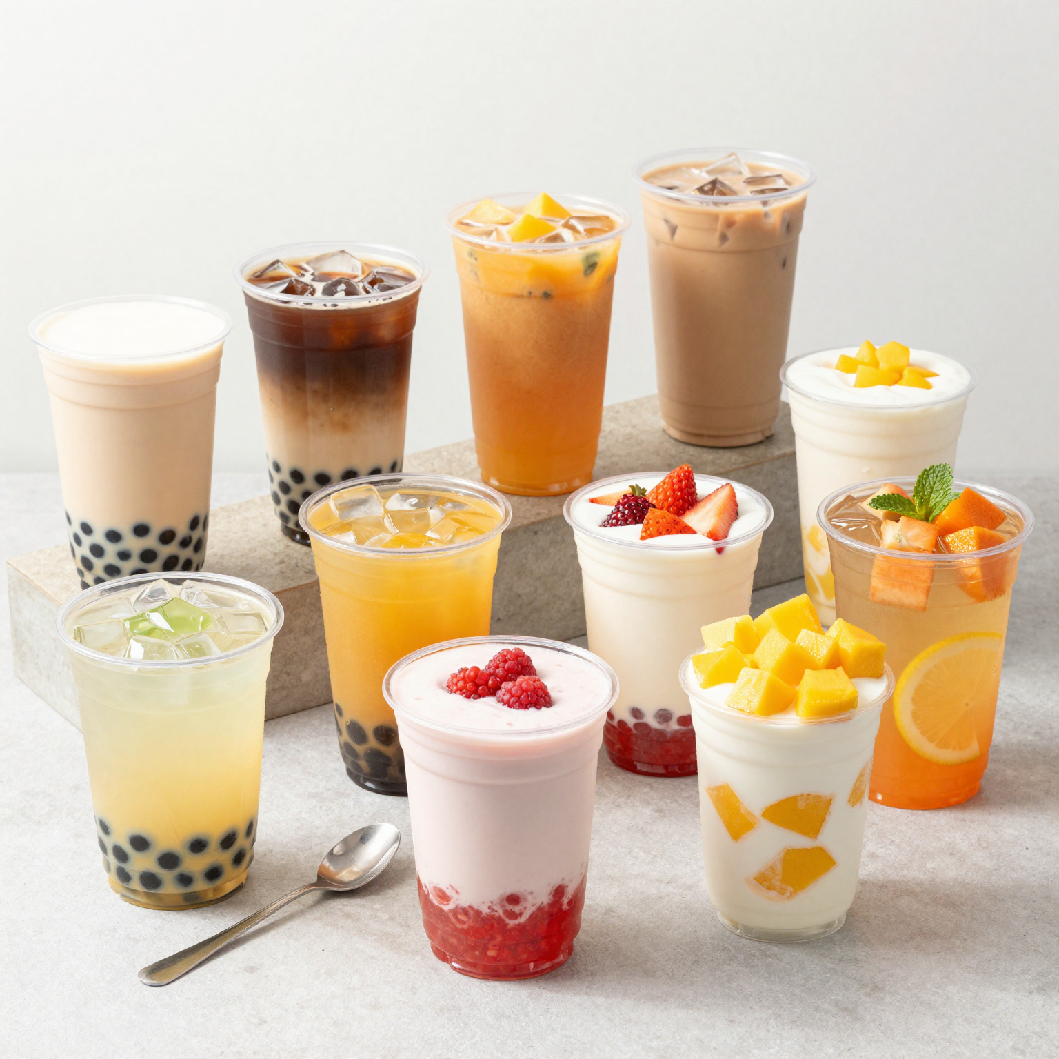 Assortment of 8oz Clear Plastic Cups