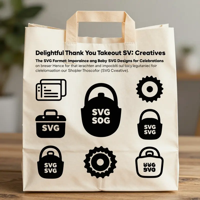 A vibrant display of thank you takeout bag baby SVG designs showcasing their charming and practical applications.