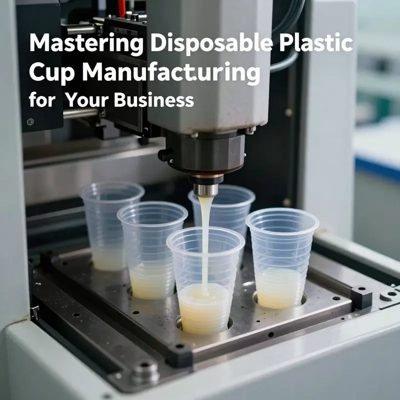 Injection molding machine actively creating high-quality disposable cups.