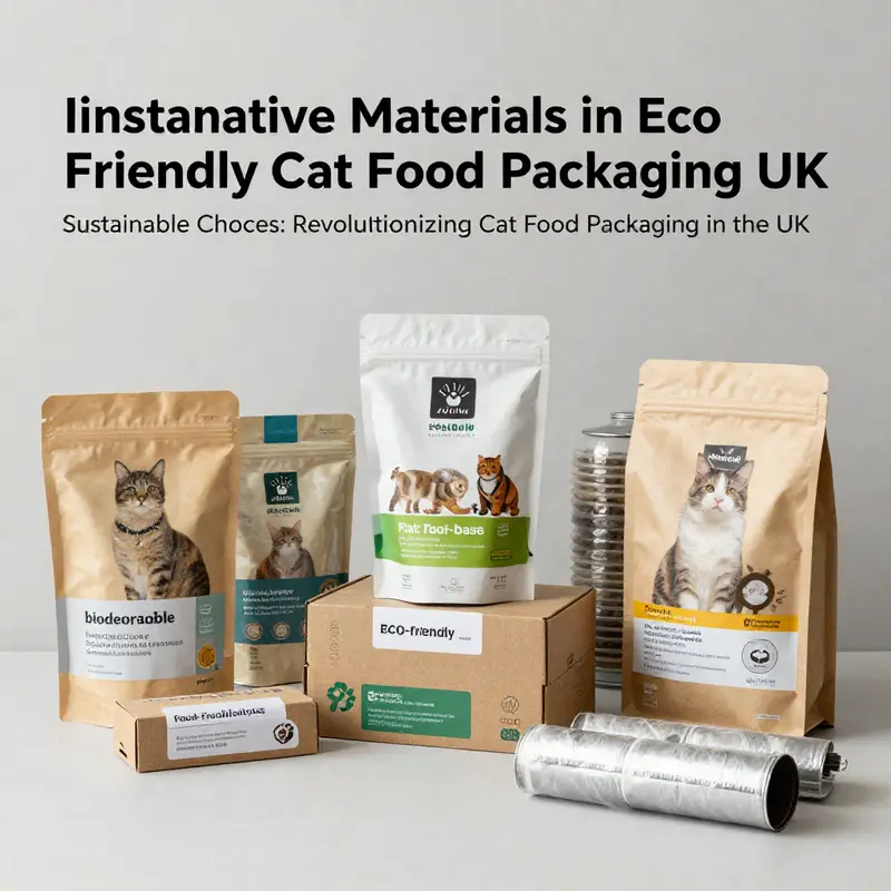 A showcase of innovative, eco-friendly materials for cat food packaging.