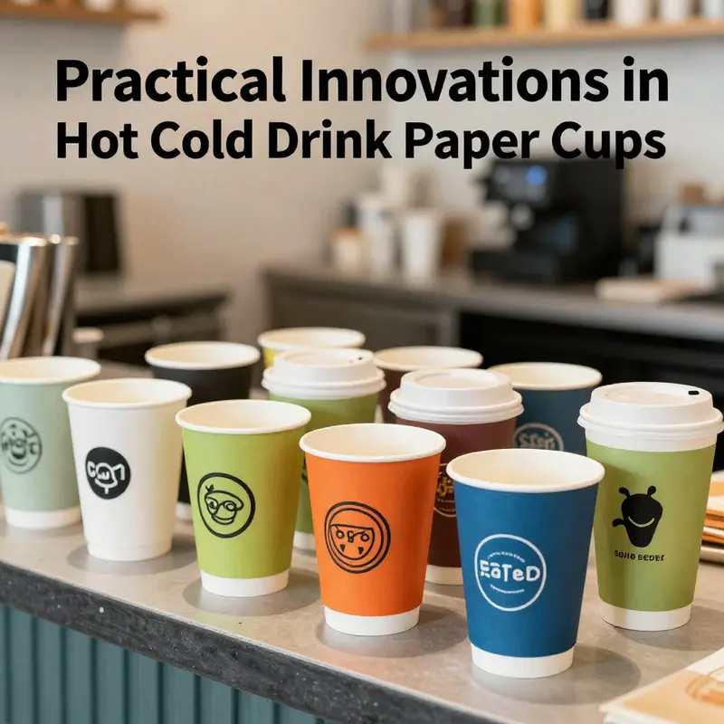 A diverse array of hot cold drink paper cups highlighting new designs and branding possibilities.