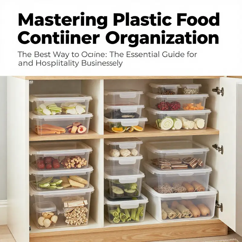 A well-sorted shelf of plastic food containers by size and function, optimized for quick access and efficiency.