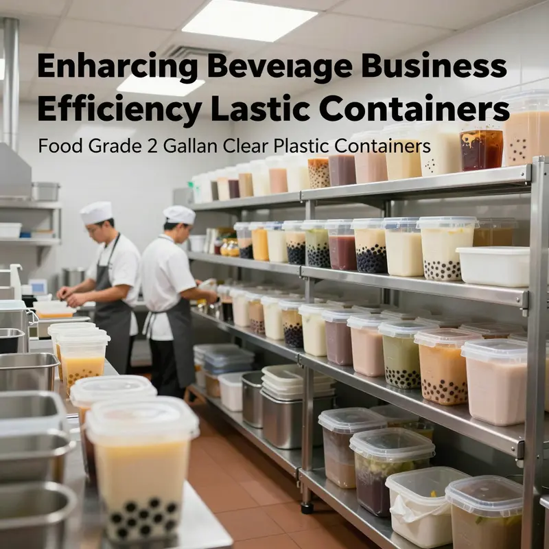 A commercial kitchen showcasing chefs and organized food-grade containers.