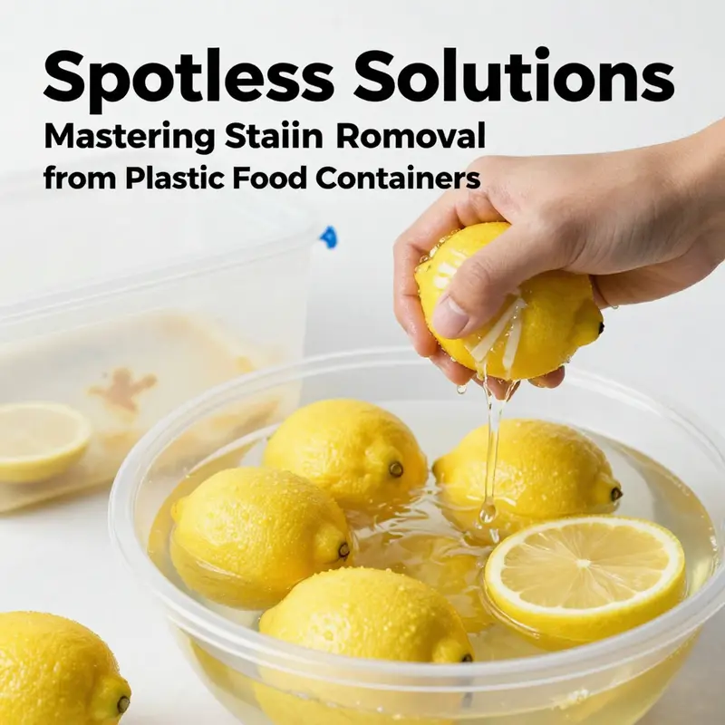 Creating a baking soda paste to effectively clean grease stains from plastic food containers.