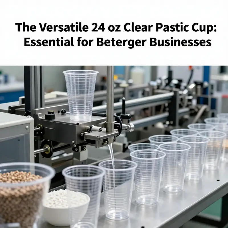 The production process of 24 oz clear plastic cups, illustrating efficiency and quality control.