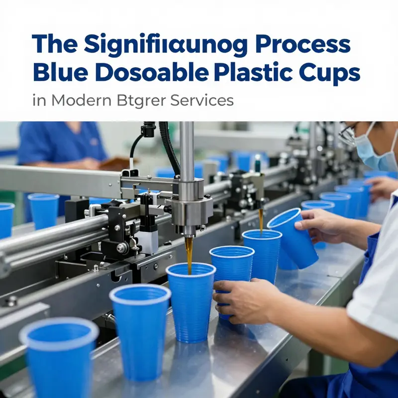 The industrial process of producing blue disposable plastic cups showcasing key machinery and production stages.