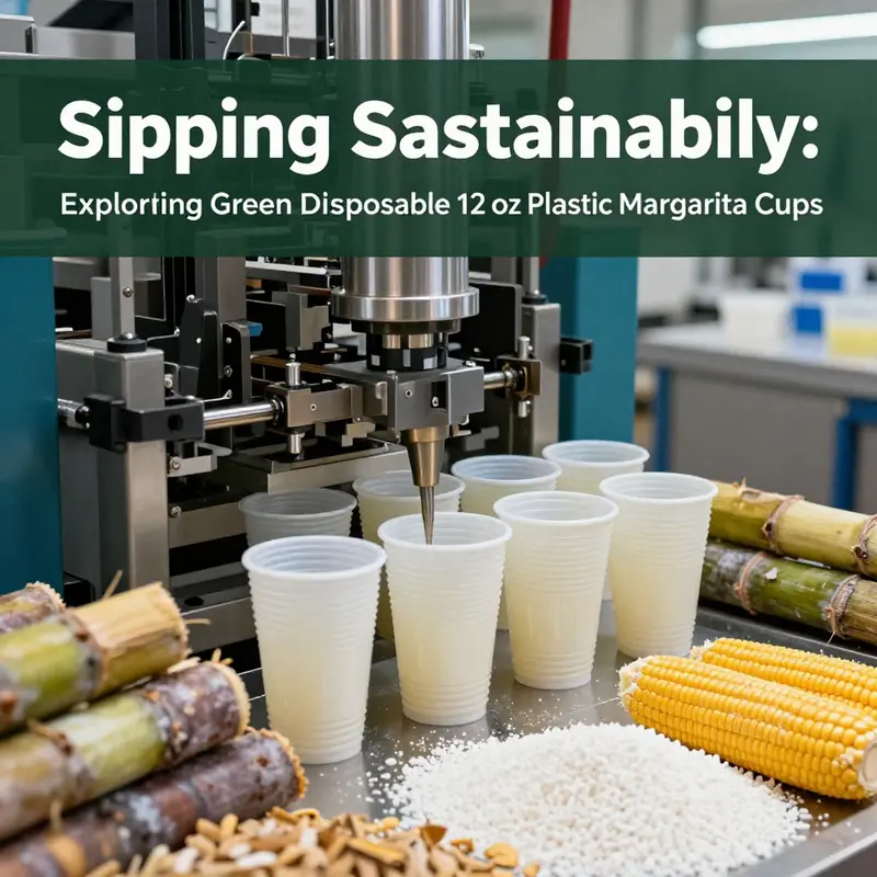 A display of vibrant green biodegradable margarita cups reflecting current market trends in eco-friendly beverage service.