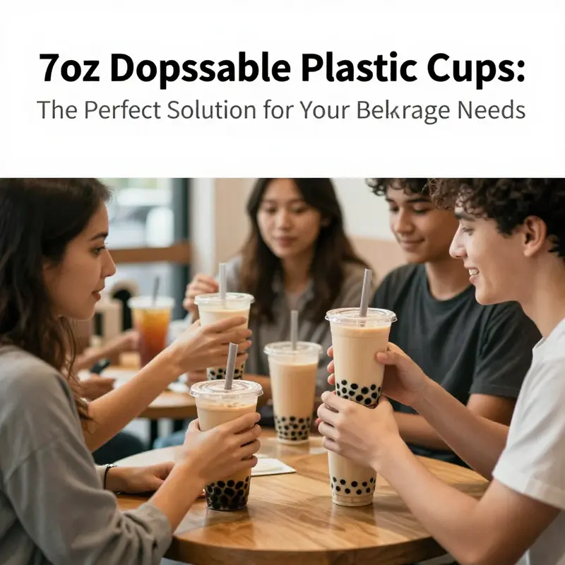 7oz disposable plastic cups made from high-quality PET and PP materials, showcasing their clarity and durability.
