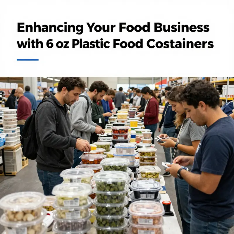 Different types of 6 oz plastic food containers highlighting material composition.