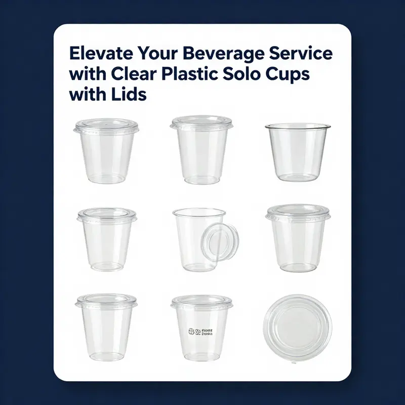 Solo clear plastic cups showcasing a variety of beverages, emphasizing their appeal and functionality.