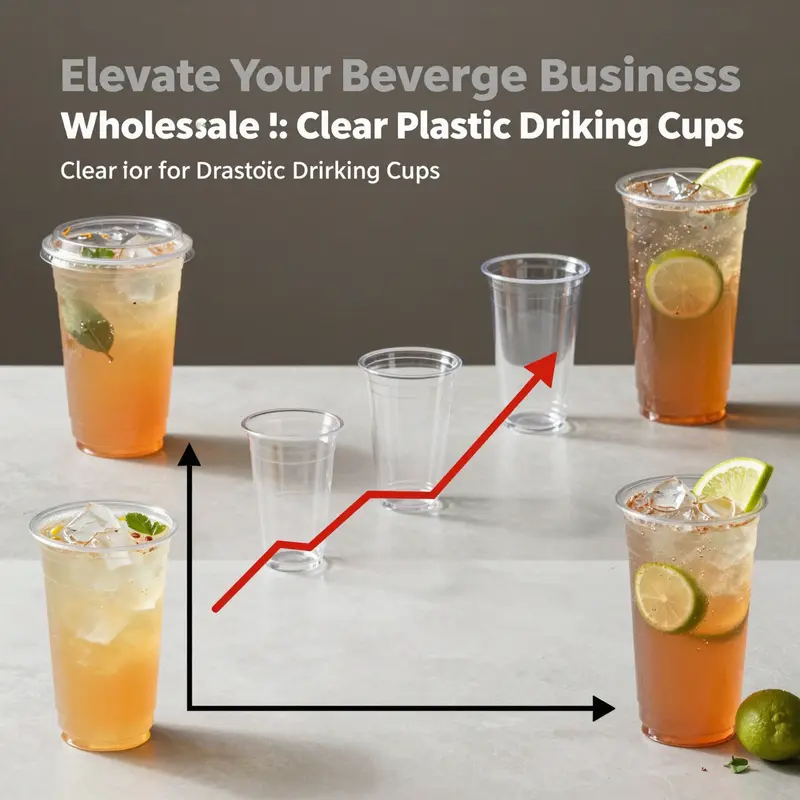 Showcasing the variety of customization available in clear plastic drinking cups for branding.