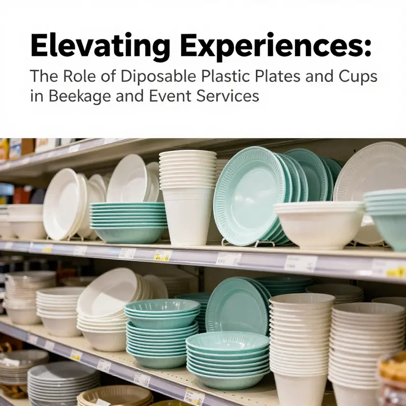 A diverse collection of disposable plastic plates and cups, illustrating their material variety and design options.
