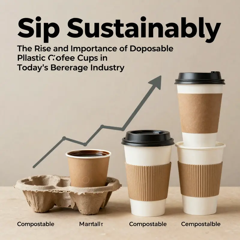 Various disposable plastic coffee cups highlighting material durability and beverage presentation.