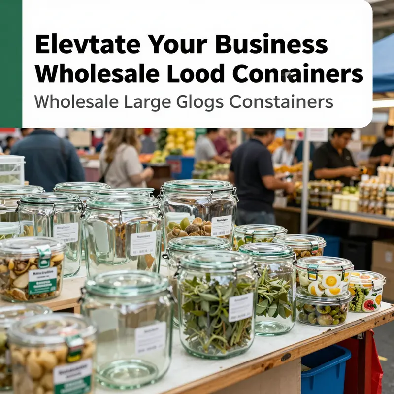 A lively market scene showcasing vendors of large glass food containers, highlighting the growing demand and sustainability focus.