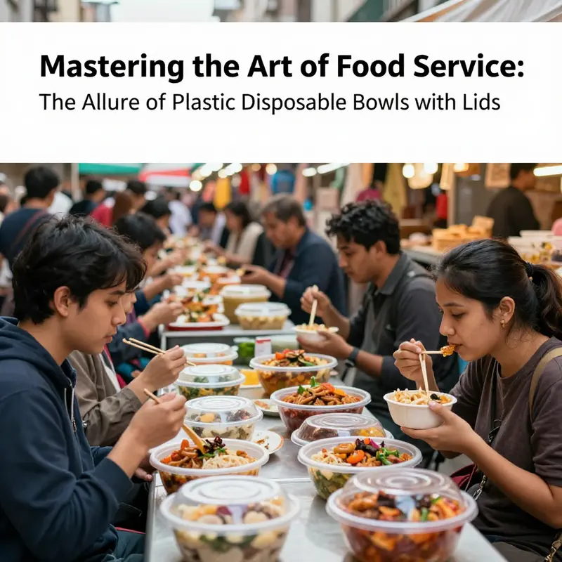 Diverse plastic disposable bowls with lids, perfect for any food service scenario.