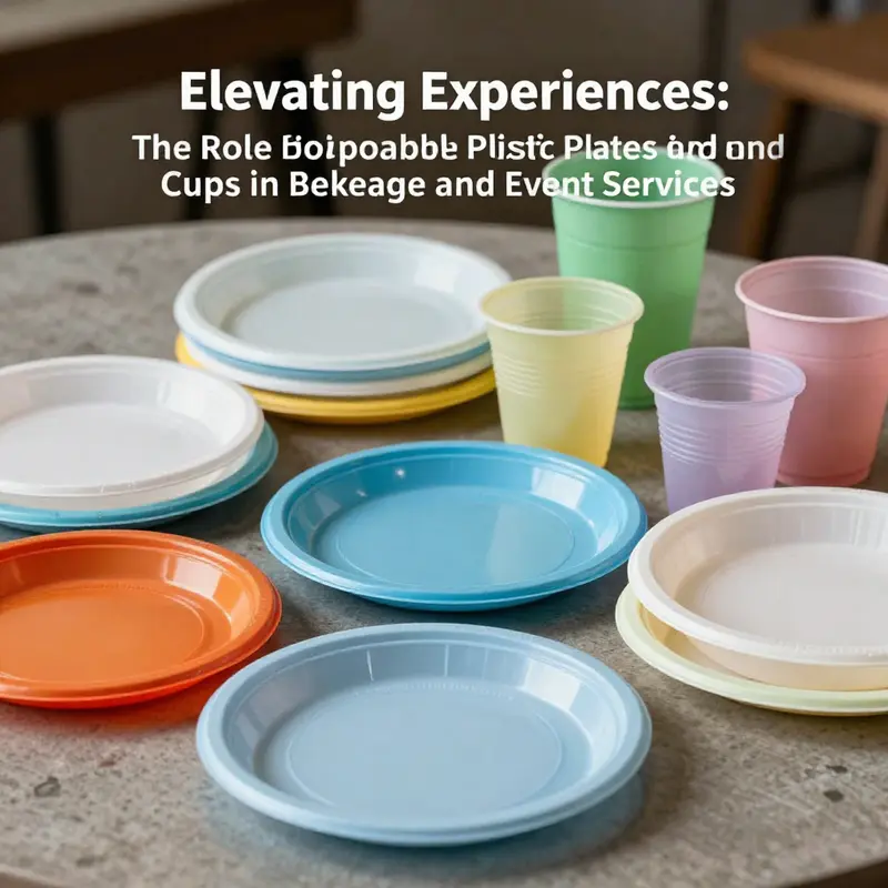 A diverse collection of disposable plastic plates and cups, illustrating their material variety and design options.